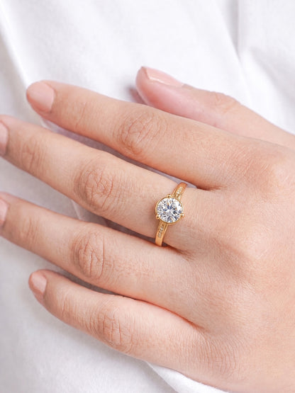 Aurella Solitaire 18K Gold Plated Women's Ring - Swashaa