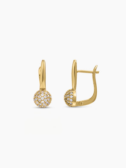 Aurette Diamond Solitaire 18K Gold Plated Women's Hoop Earrings