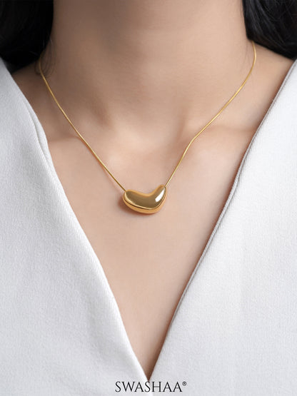 Aurevia Bean Heart Charm Chain Pendant Necklace