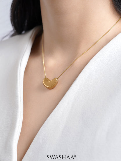 Aurevia Bean Heart Charm Chain Pendant Necklace