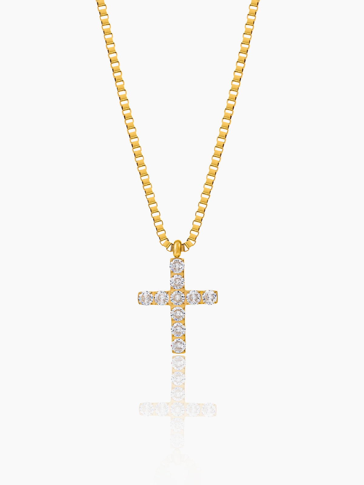 Auron Christian Cross Diamond 18K Gold Plated Men's Chain Pendant