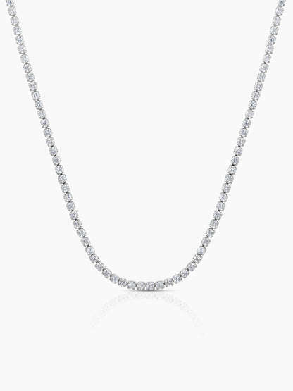 Aurora Round Diamond Solitaire Silver Women's Tennis Necklace