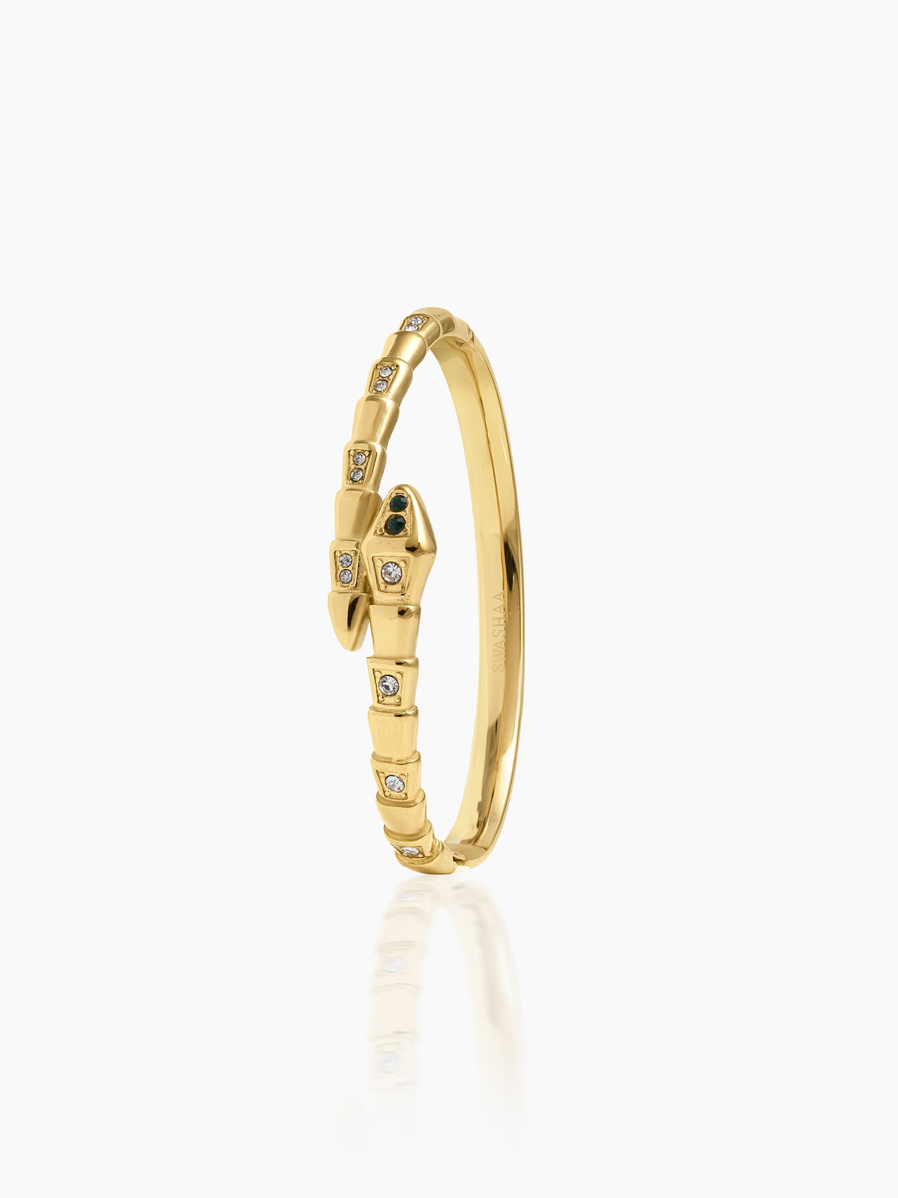 Aurza Snake Diamond 18K Gold Plated Band Bracelet