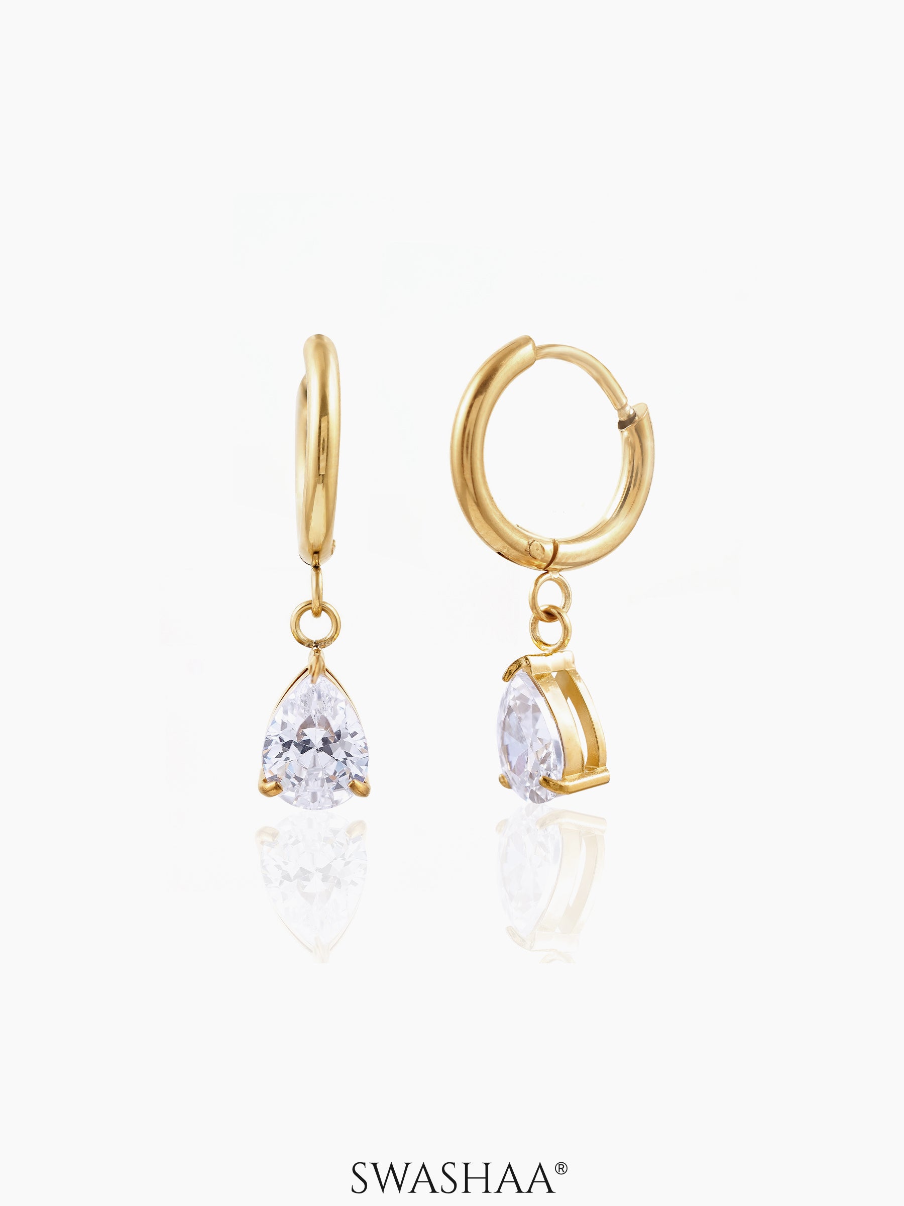 Autumn Solitaire 18K Gold Plated Hoop Earrings