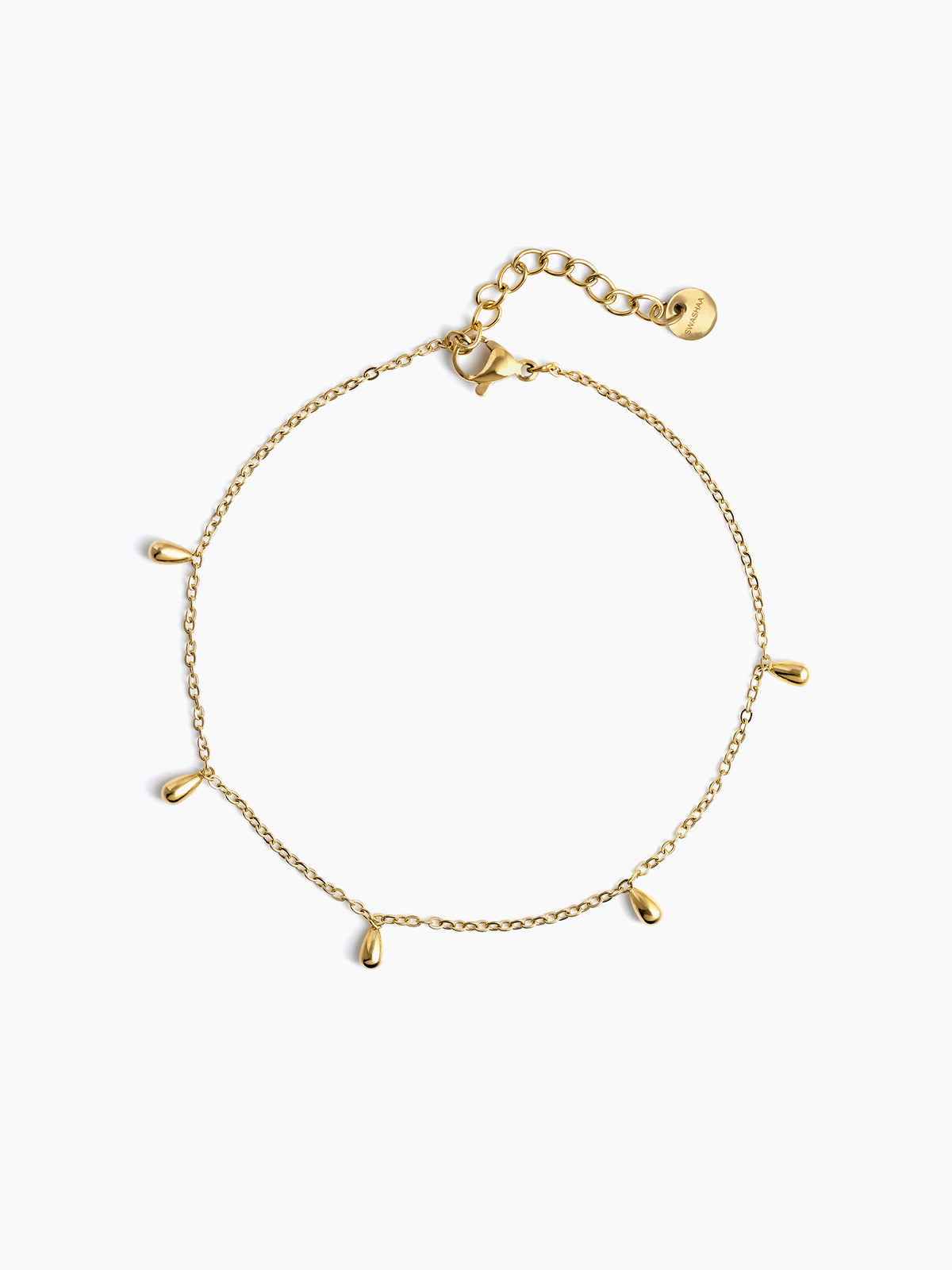 Ava Teardrop Charms 14K Gold Plated Women's Anklet