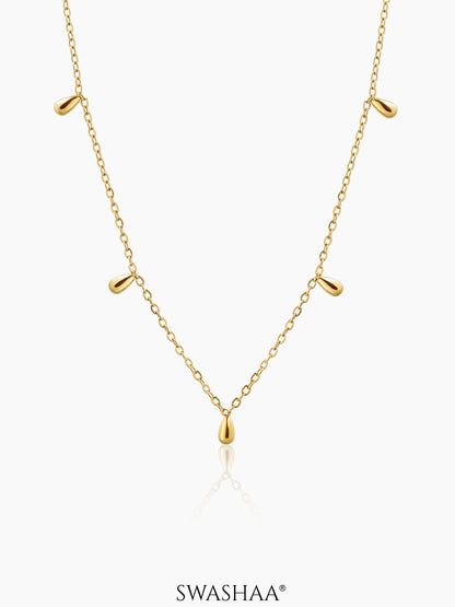 Ava Teardrop Charm 14K Gold Plated Chain Necklace
