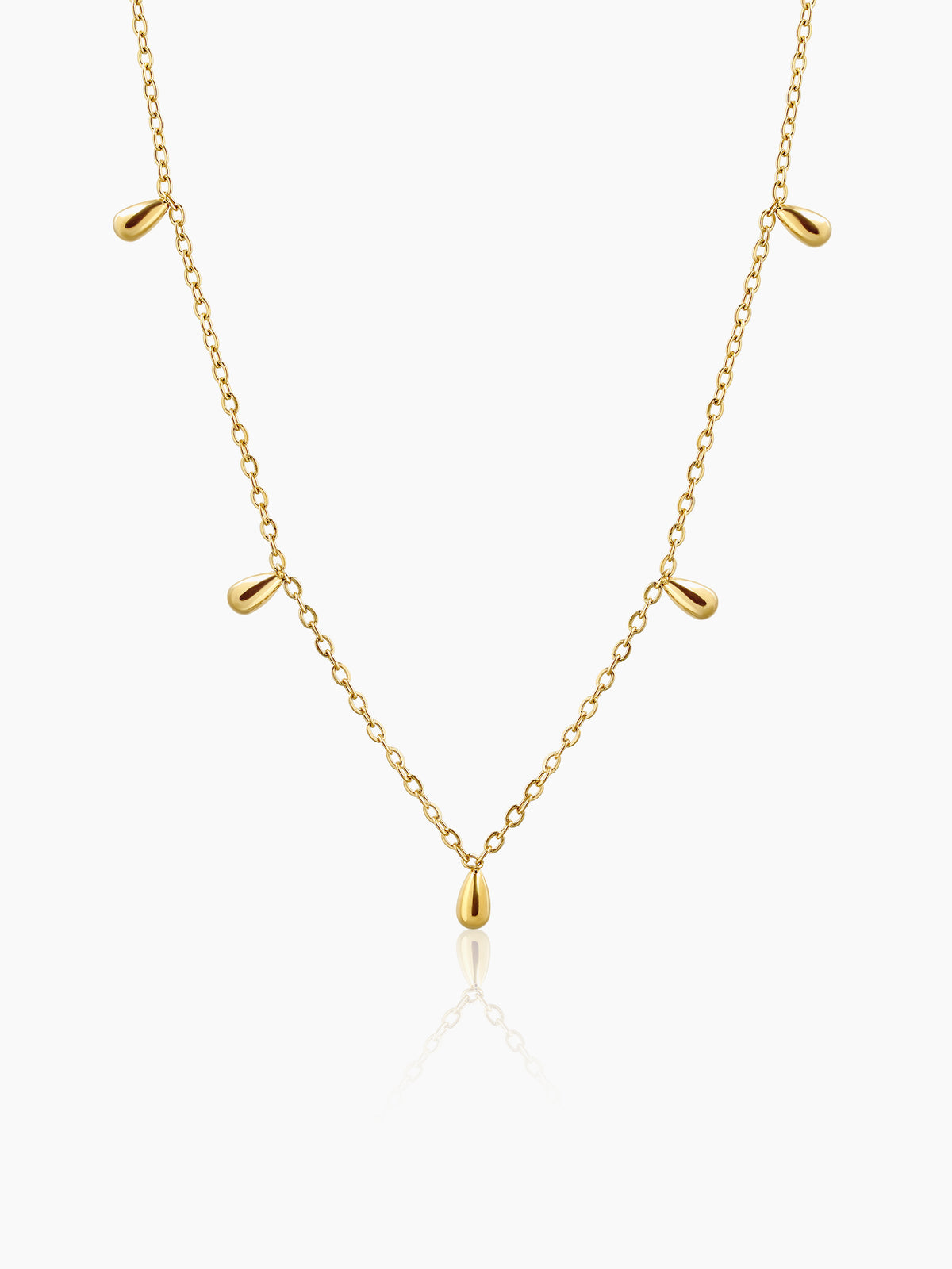 Ava Teardrop Charm 14K Gold Plated Chain Necklace