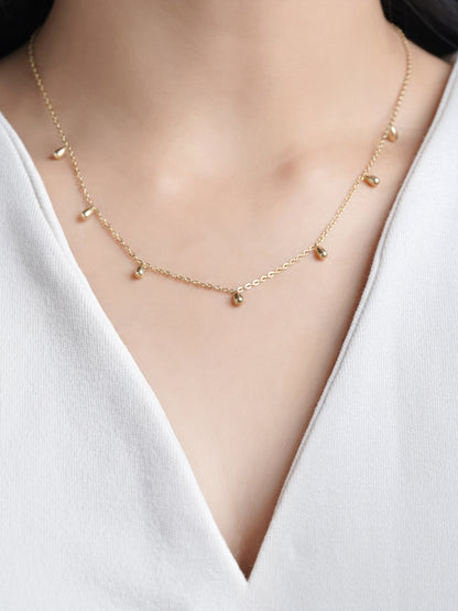 Ava Teardrop Charm 14K Gold Plated Chain Necklace