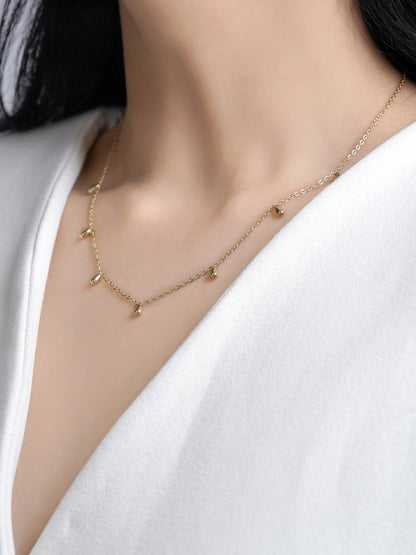 Ava Teardrop Charm 14K Gold Plated Chain Necklace
