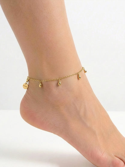 Ava Teardrop Charms 14K Gold Plated Women's Anklet
