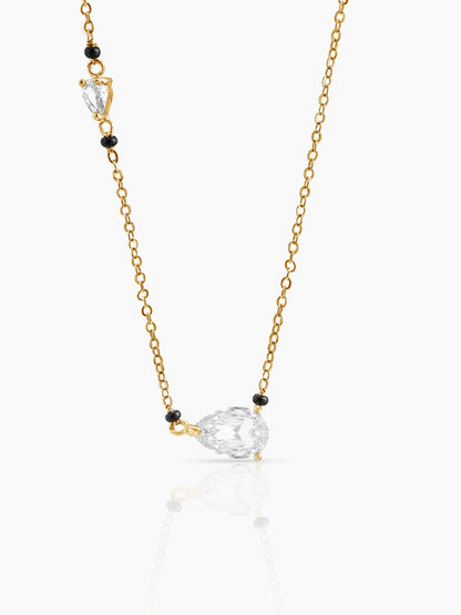 Avanti Pear Solitaire Diamond 18K Gold Plated Mangalsutra