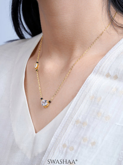 Avanti Pear Solitaire Diamond 18K Gold Plated Mangalsutra