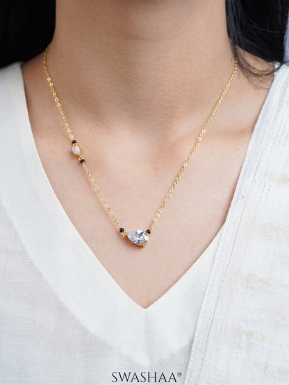 Avanti Pear Solitaire Diamond 18K Gold Plated Mangalsutra