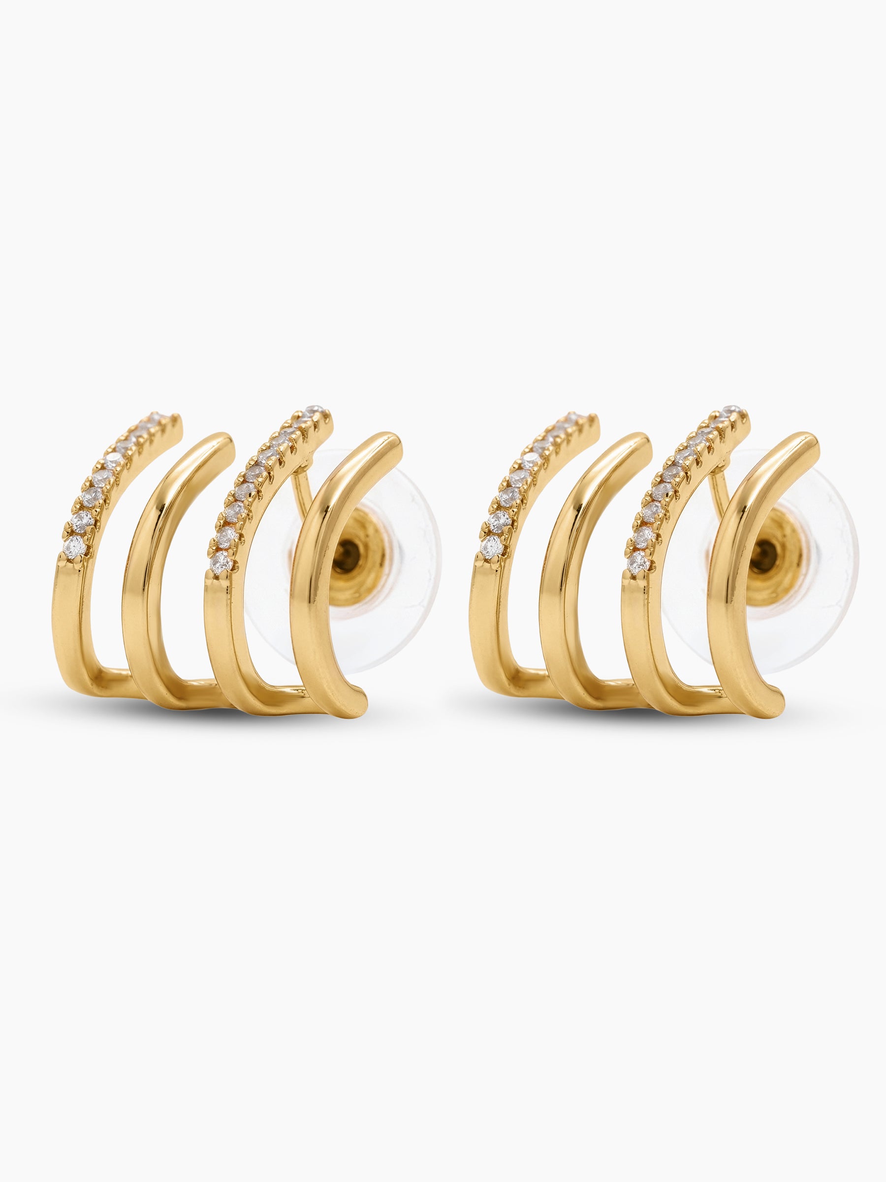 Avenor Diamond Arc 18K Gold Plated Women's Stud Earrings 