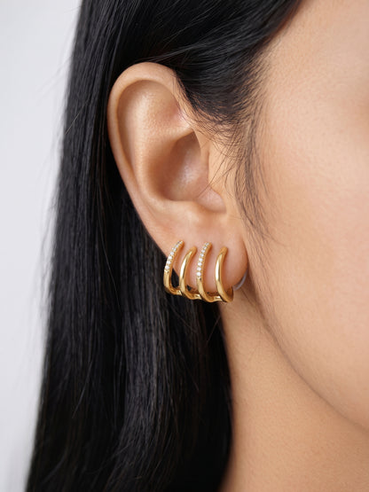 Avenor Diamond Arc 18K Gold Plated Women's Stud Earrings 