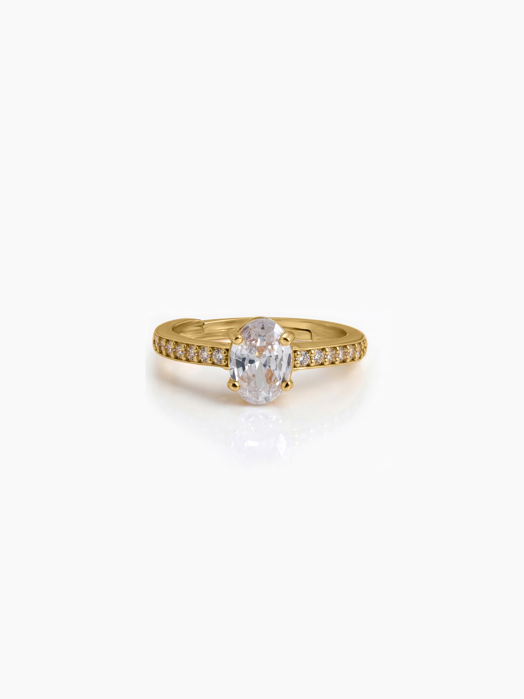 Avenza Oval Solitaire 18K Gold Plated Women's Ring - Swashaa