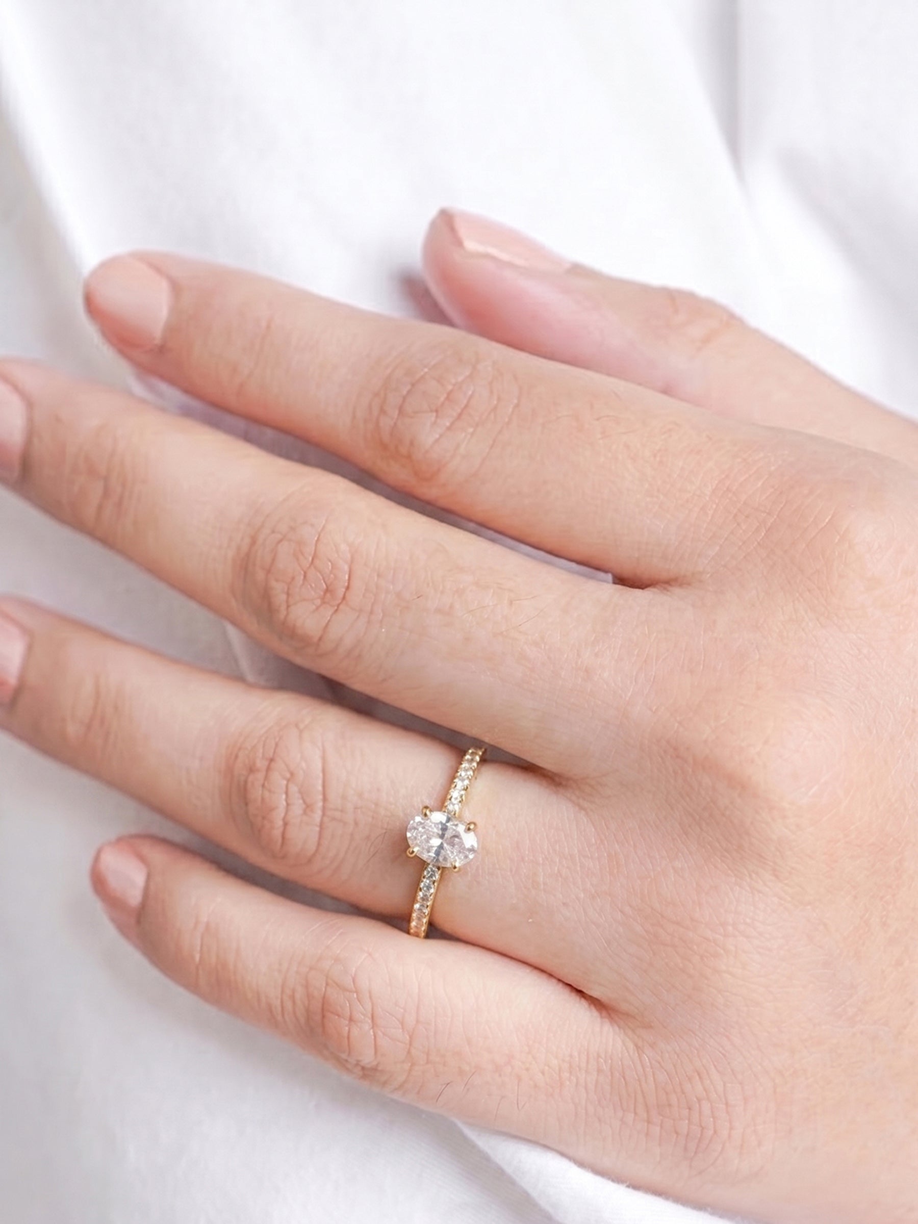 Avenza Oval Solitaire 18K Gold Plated Women's Ring - Swashaa