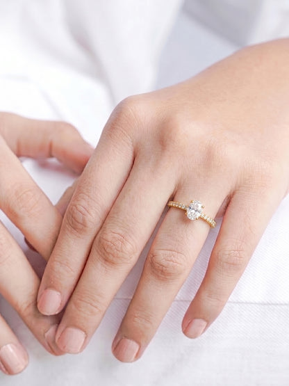 Avenza Oval Solitaire 18K Gold Plated Women's Ring - Swashaa
