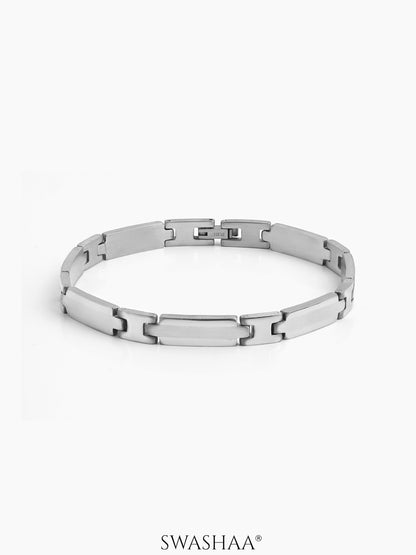 Averik Rectangular Link Segments Silver Men's Loose Bracelet