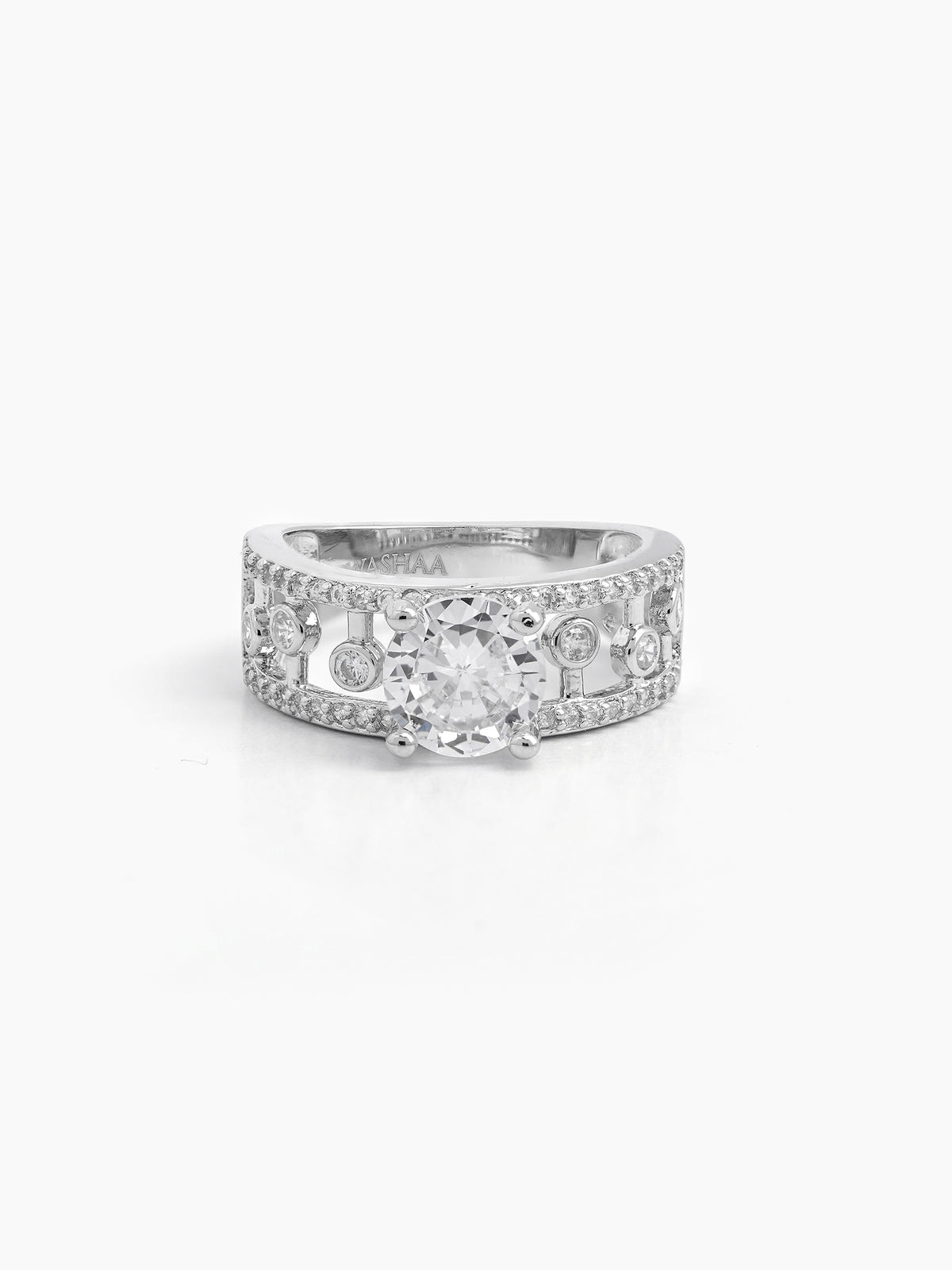 Averin Round Silver Diamond Solitaire Women's Ring