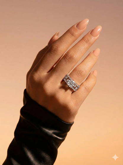 Averin Round Silver Diamond Solitaire Women's Ring