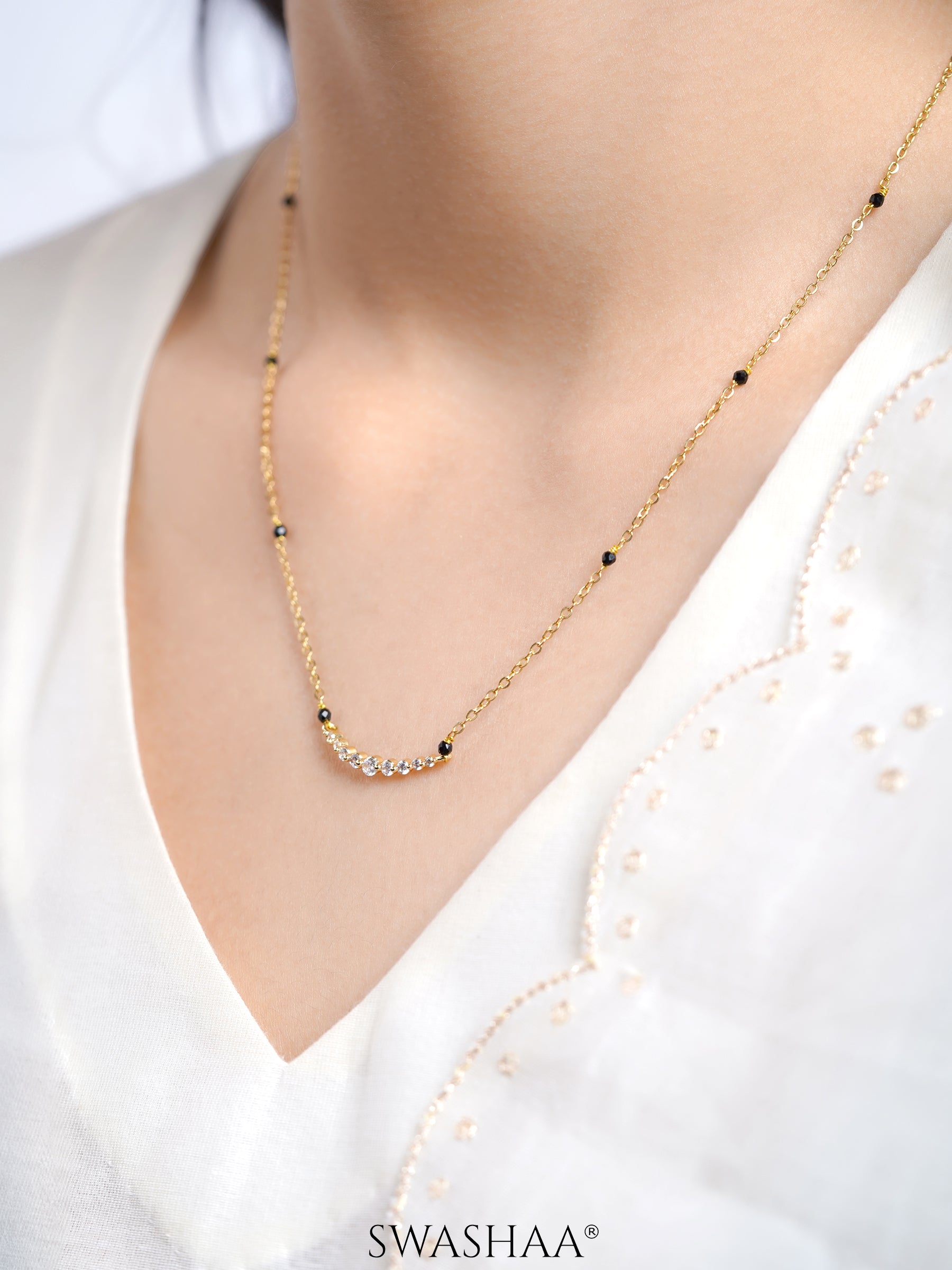 Avina Diamond Bar 18K Gold Plated Mangalsutra