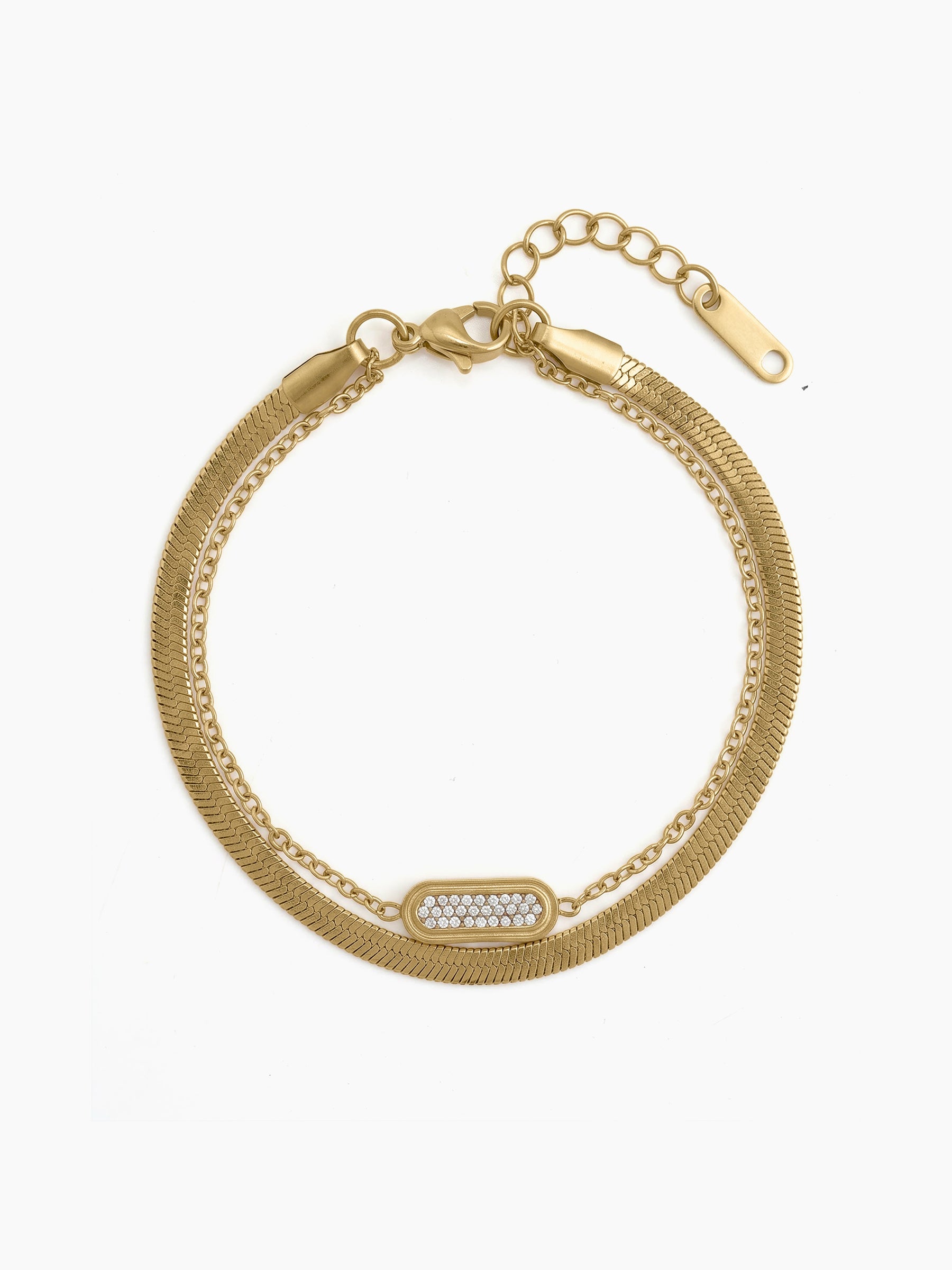 Aviraj Link Diamond Bar Layered 18K Gold Plated Rakhi