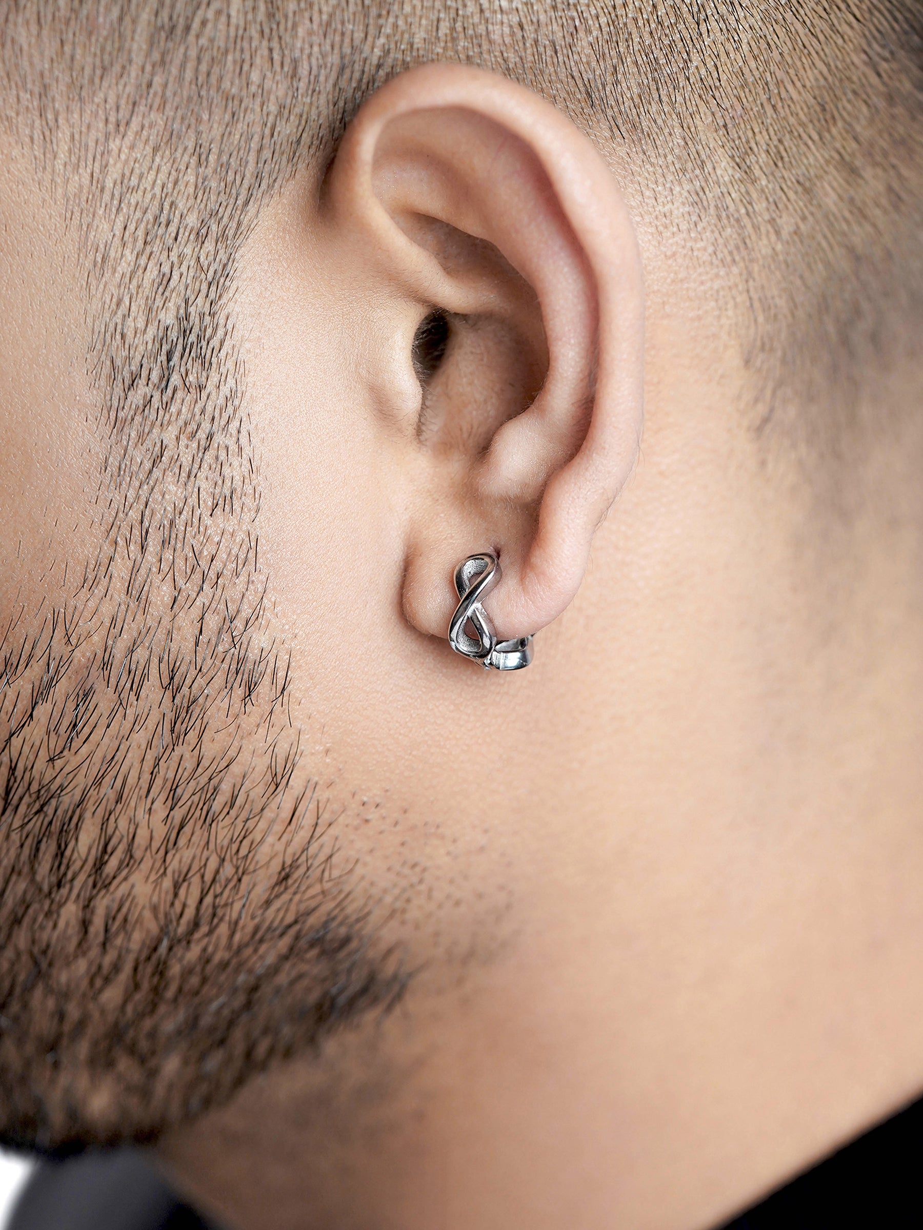 Axel Infinity Silver Men's Hoop Earrings
