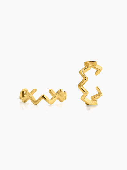 Axis Wave 18K Gold Plated Ear Cuffs