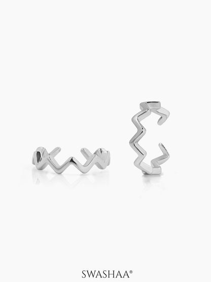 Axis Wave Silver Ear Cuffs