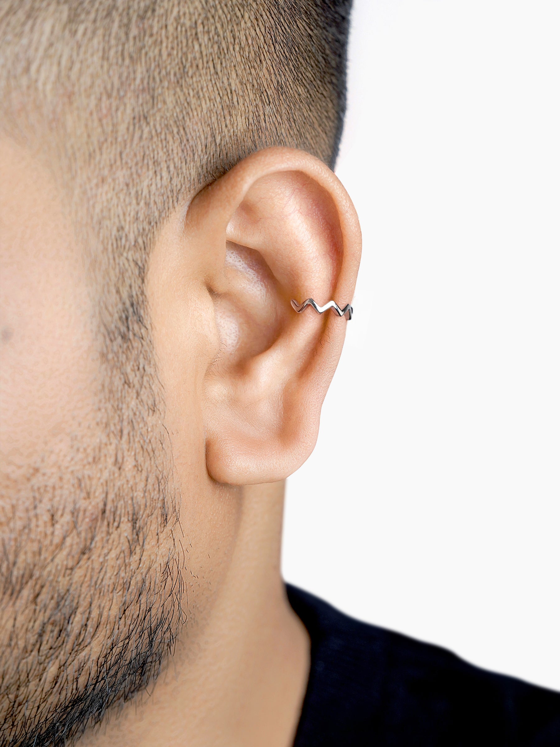 Axis Wave Silver Men's Ear Cuffs - Swashaa