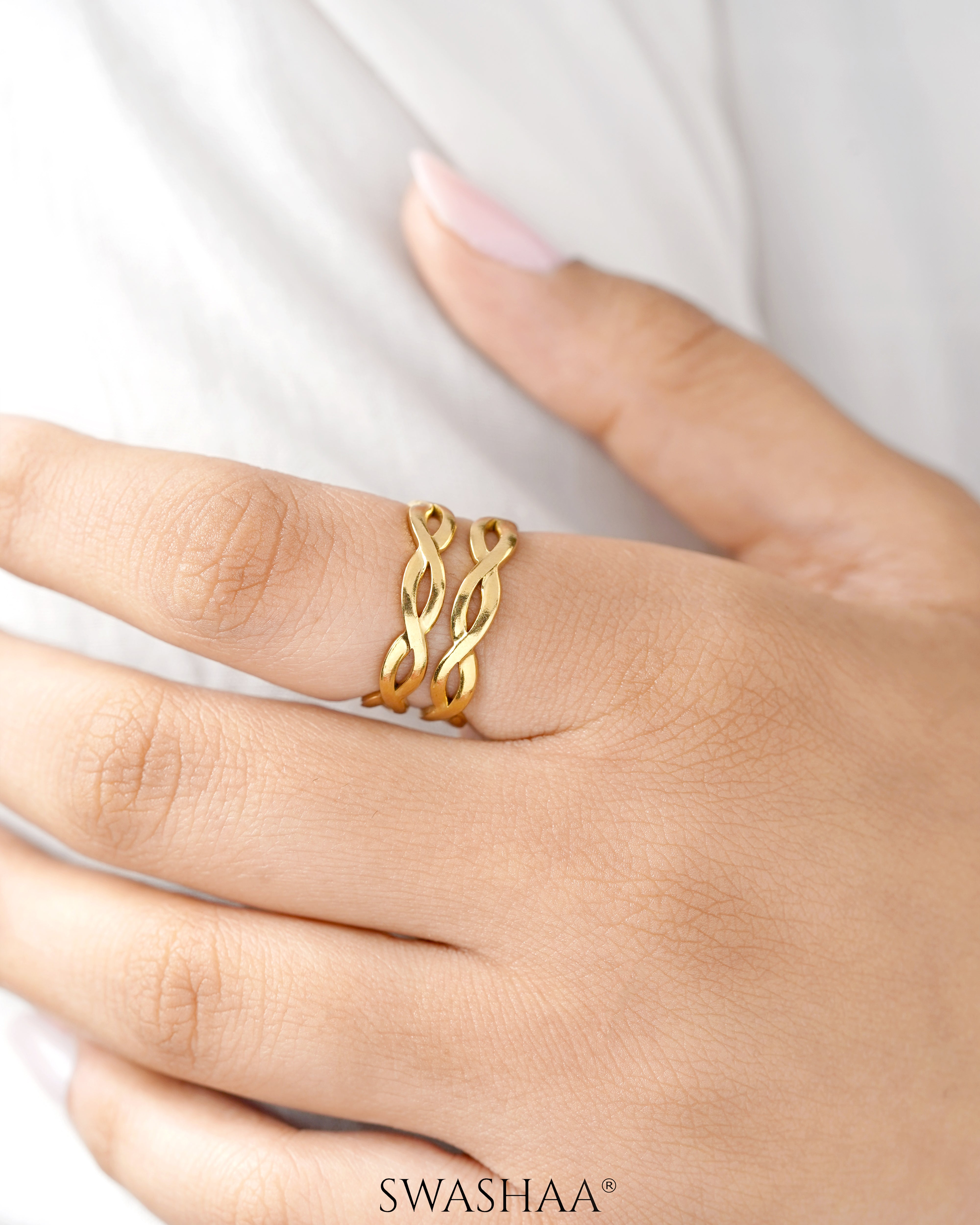 Ayla Twisted Vine Silhouette 18K Gold Plated Ring