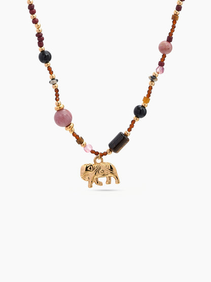 Azelie Pink Beade Charms 18K Gold Plated Women's Beaded Necklace