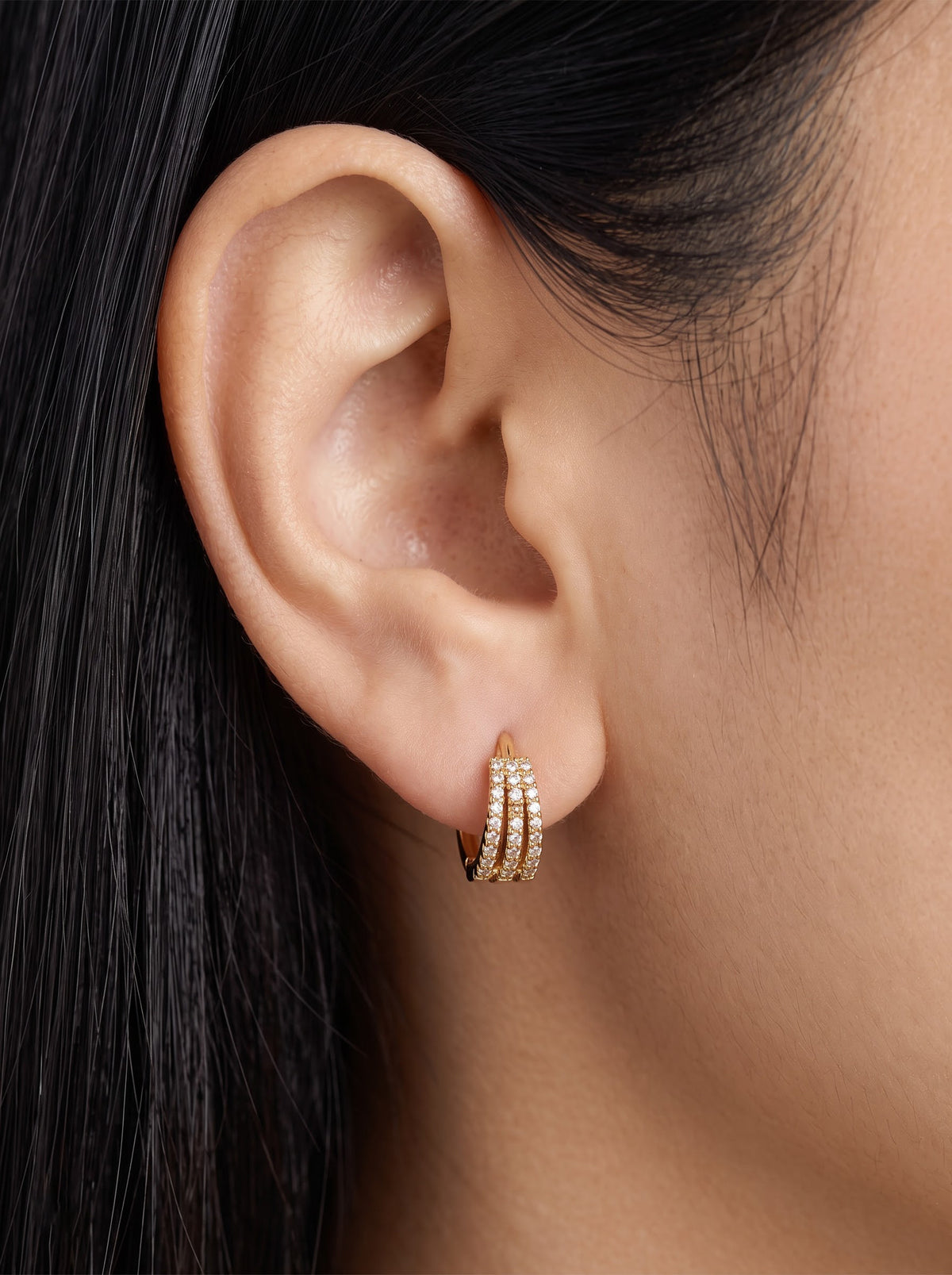 Azenor Diamond 18K Gold Plated Women's Hoop Earrings