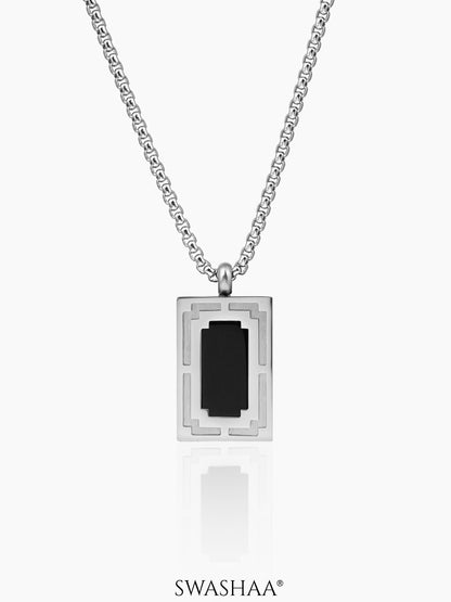 Azren Geometric Frame Silver Men's Chain Pendant