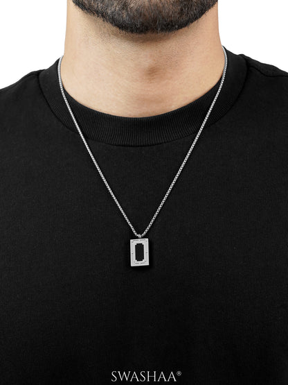 Azren Geometric Frame Silver Men's Chain Pendant