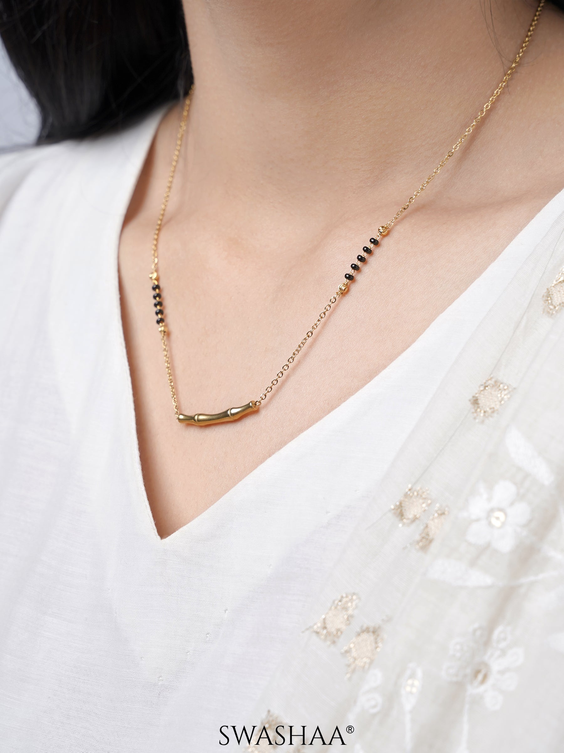 Baansi Bamboo Bar 18K Gold Plated Mangalsutra