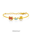 Baby Animal Charms 18K Gold Plated Kid's Kada Bracelet