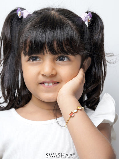 Baby Animal Charms 18K Gold Plated Kid's Cuff Kada Bracelet