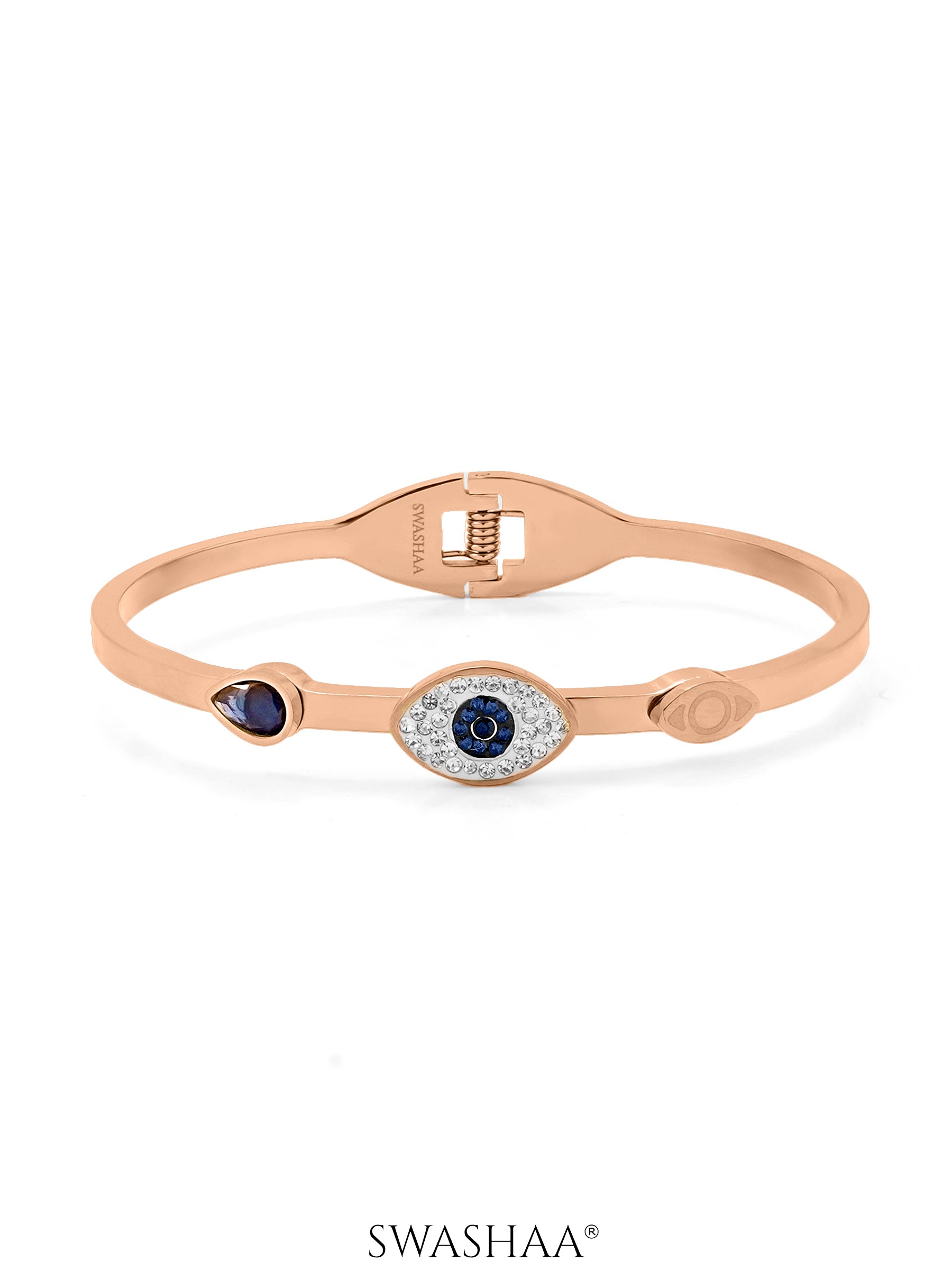 Bailee Blue Evil Eye Diamond Rosegold Plated Bracelet