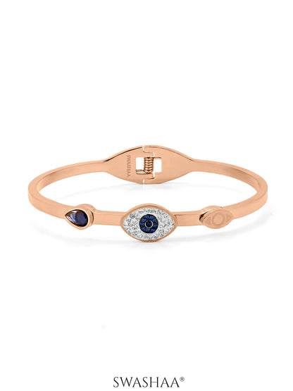 Bailee Blue Evil Eye Diamond Rosegold Plated Bracelet