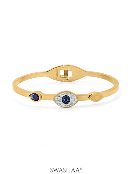 Bailee Blue Evil Eye Diamond 18K Gold Plated Bracelet
