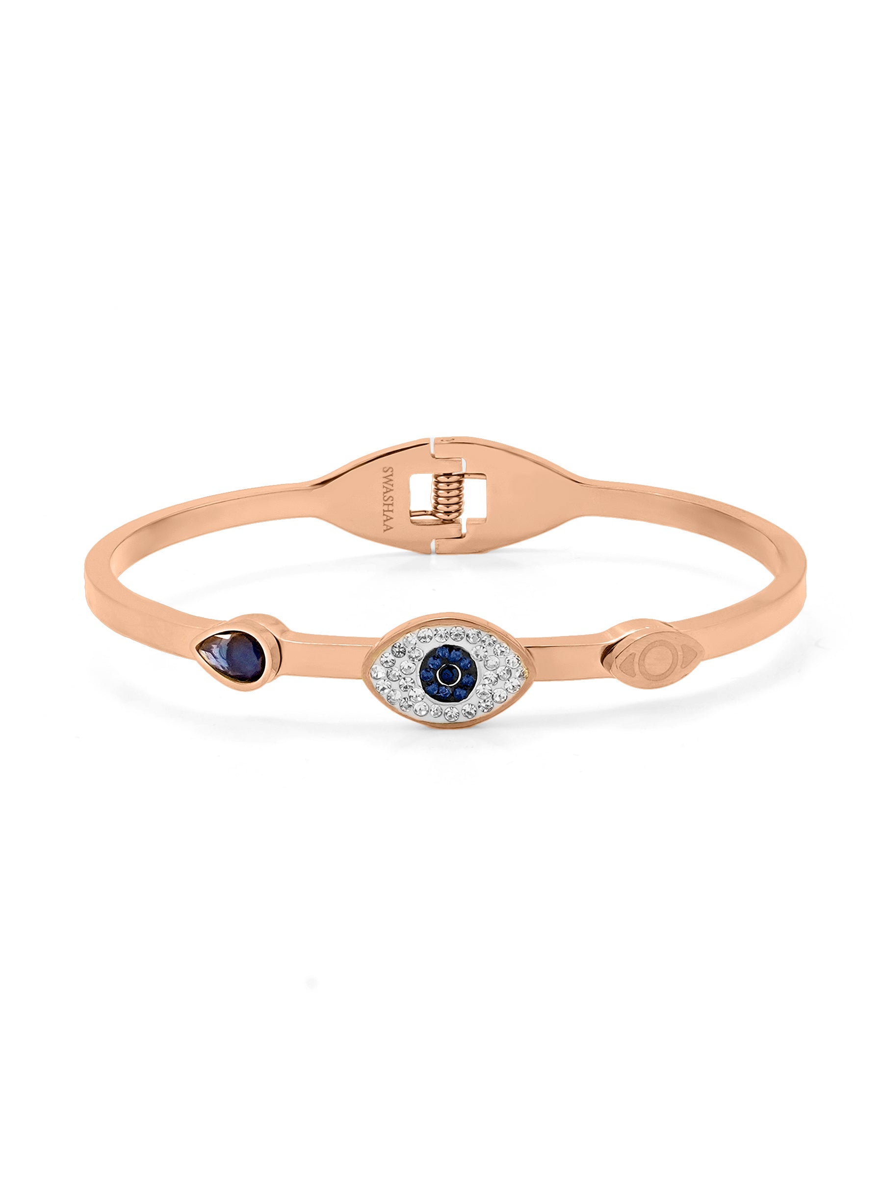 Bailee Blue Evil Eye Diamond Rosegold Plated Bracelet