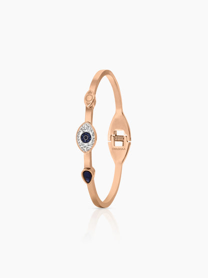 Bailee Blue Evil Eye Diamond Rosegold Plated Bracelet