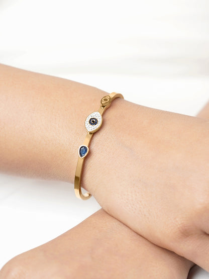 Bailee Blue Evil Eye Diamond 18K Gold Plated Bracelet