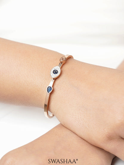 Bailee Blue Evil Eye Diamond Rosegold Plated Bracelet