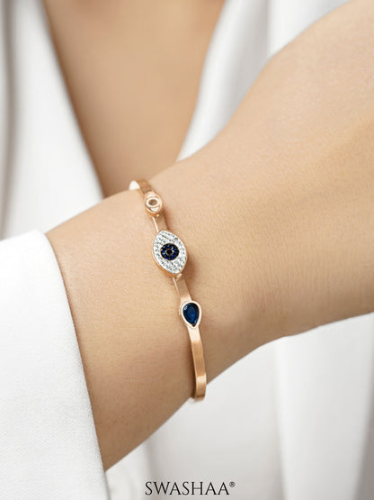 Bailee Blue Evil Eye Diamond Rosegold Plated Bracelet