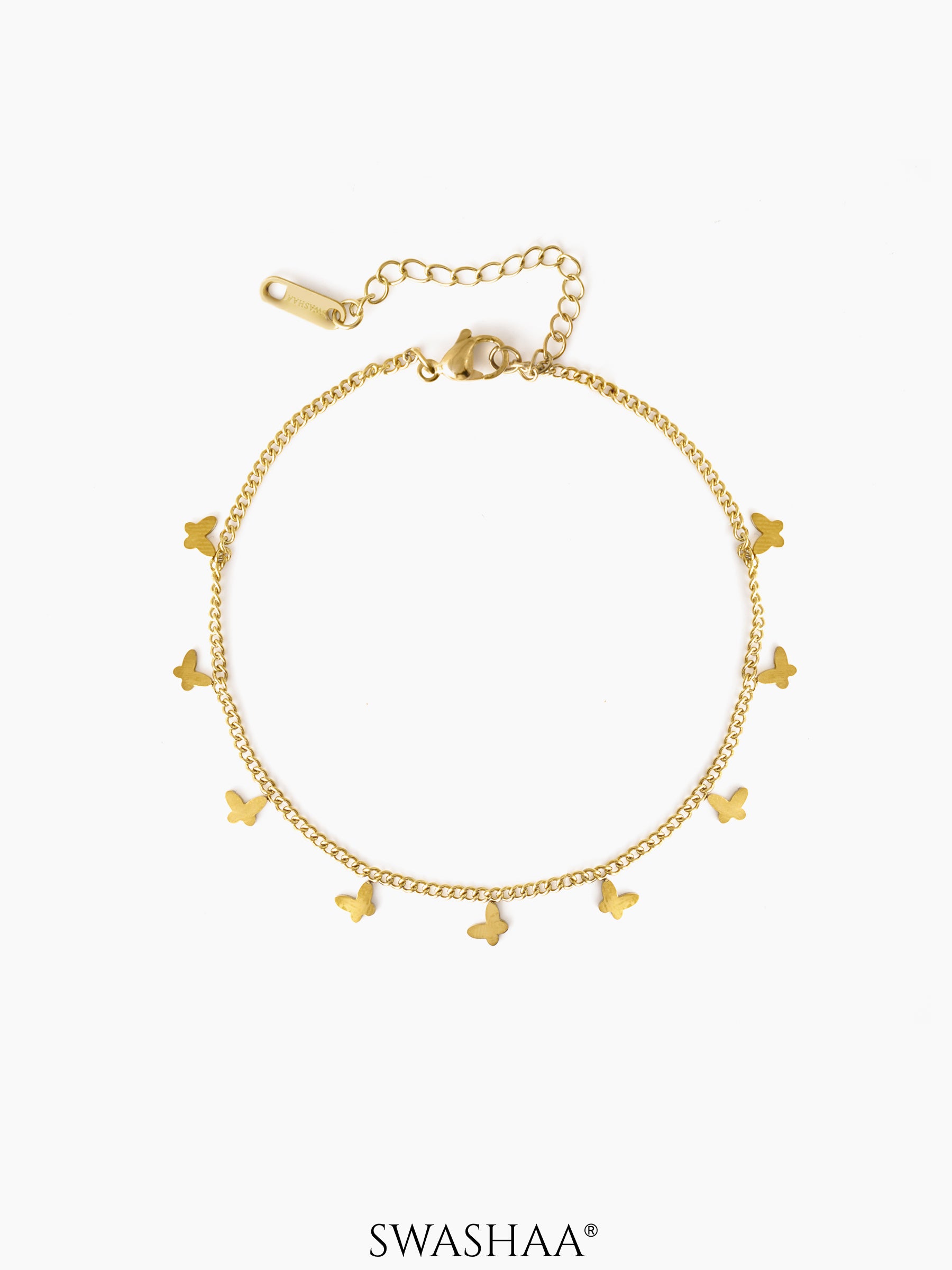 Bambi Butterfly Charms 18K Gold Plated Women's Anklet