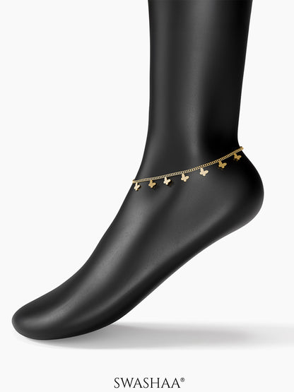 Bambi Butterfly Charms 18K Gold Plated Women's Anklet