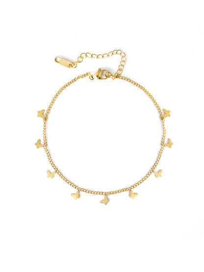 Bambi Butterfly Charms 18K Gold Plated Women's Anklet